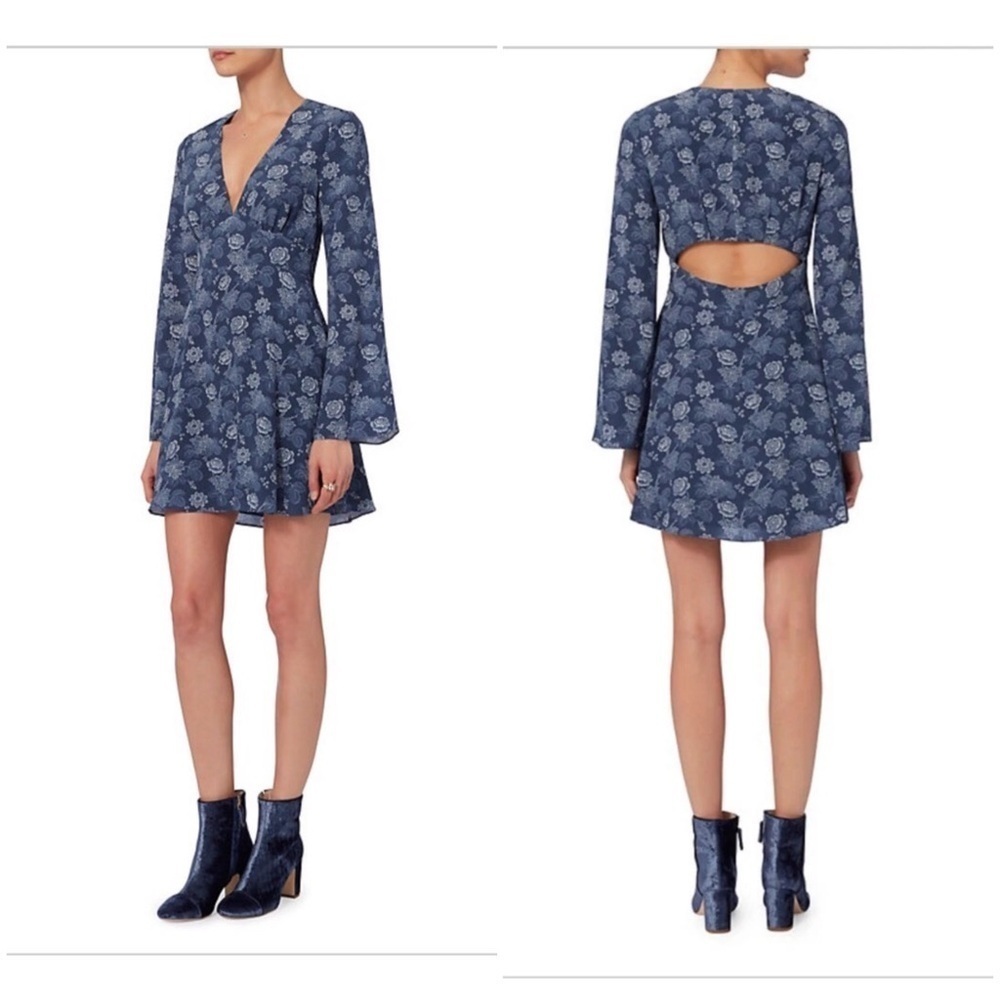 INTERMIX SONYA PRINT DRESS FLORAL V NECK BELL SLEEVE (D10)